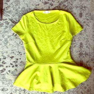 Neon yellow peplum shirt